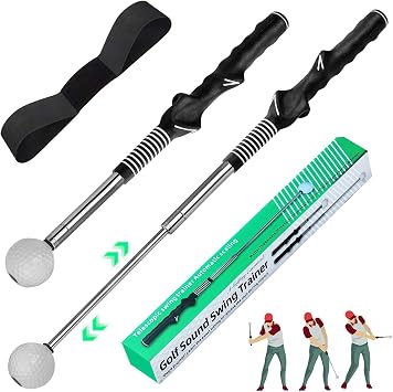 Retractable Golf Swing Trainer with Click Feedback | Improves Tempo, Chipping & Warm-Ups, Telescopic Stick for Indoor/Outdoor Training. Grip Trainer for All Levels, Right-handed