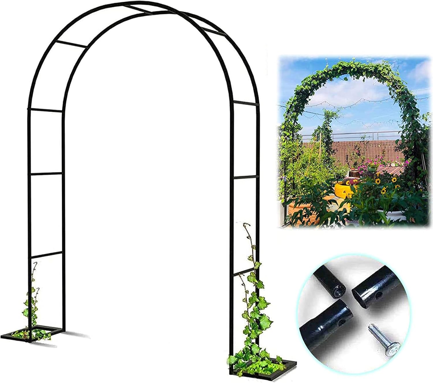 Trellis Metal Garden Rose Arch,Climbing Plants Garden Arch,Arbors,with Base,Wedding Arch,Pergola,Weatherproof,Garden Lawn Backyard Terrace,Celebratory Decoration