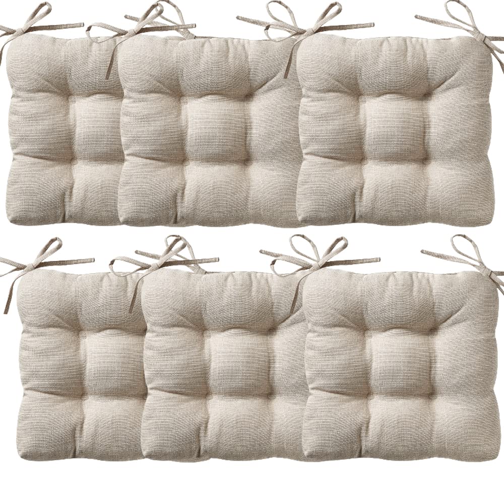 REINO MANSIDI Cojines para Silla, Acolchados 40 x 40cm, Relleno de Fibra Hueca 5cm, Ideal para la Decoración de Cocina y Salón, Comedor y jardín. Fabricados en España (Pack 6, Beige)