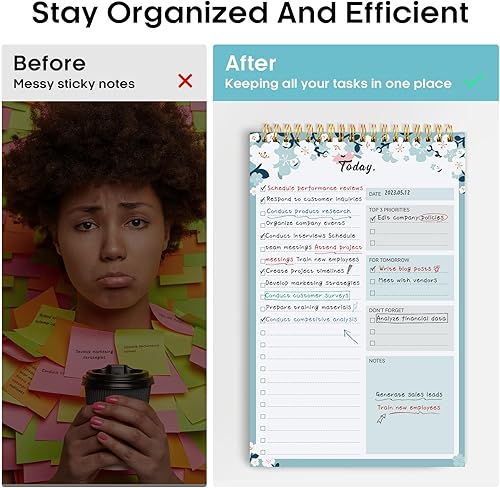 Miniatura 128 de Taja Bloc de notas de lista de tareas pendientes para el trabajo con 52 hojas, 9.8 x 6.5 pulgadas, planificador diario sin fecha, perfecto