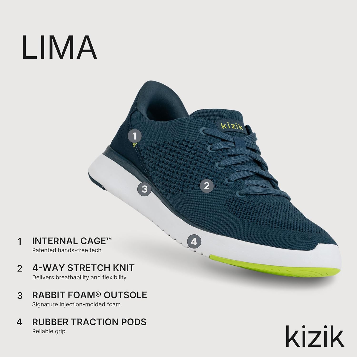 Kizik Slip On Sneakers: Lima - Comfortable All-Day Wear, Hands Free Convenience, Breathable Knit Top, Mens & Womens Walking Shoes with Arch Support - Image 3