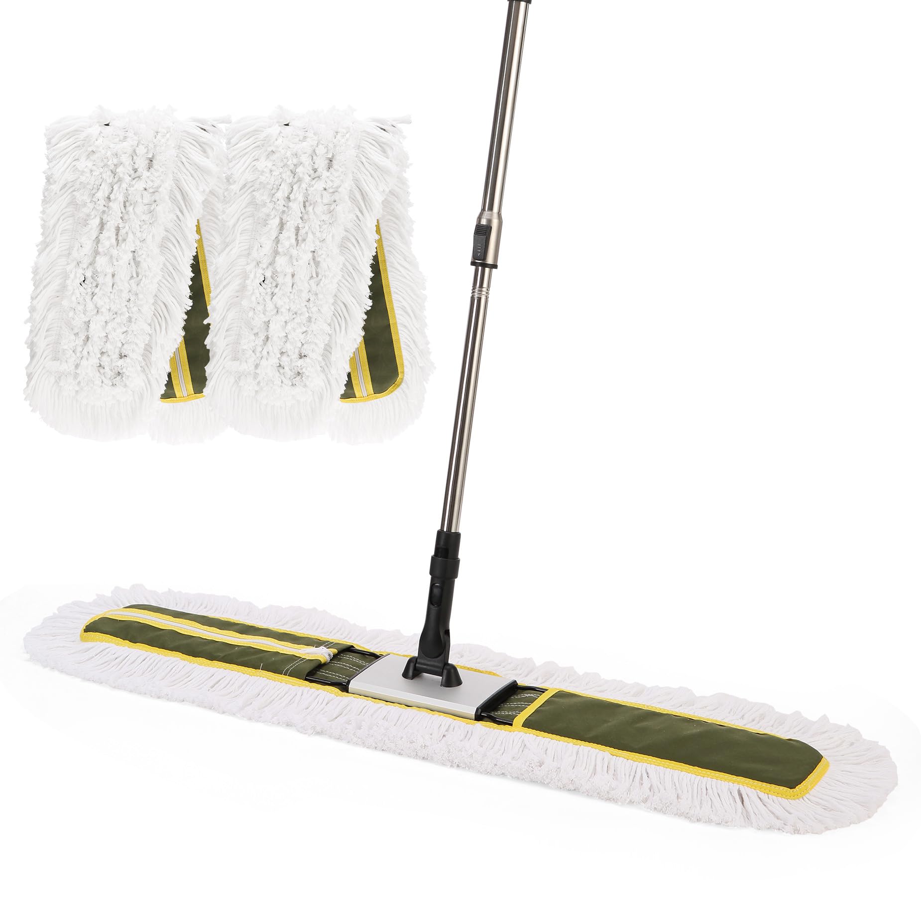 CLEANHOME 36" Commercial Dust Mop for Hardwood Floors, Tile, Laminate & Concrete - Heavy Duty Industrial Mop with Telescopic Handle, 2 Washable Microfiber Pads, Cleaning for Home, Warehouse, Office