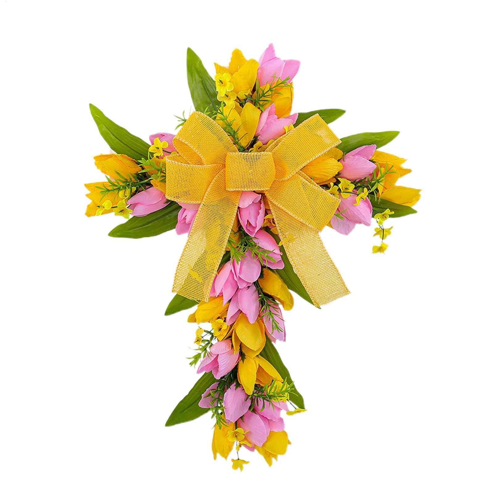 Couronnes de Pâques pour la porte extérieure : fleurs artificielles sans flétrissement