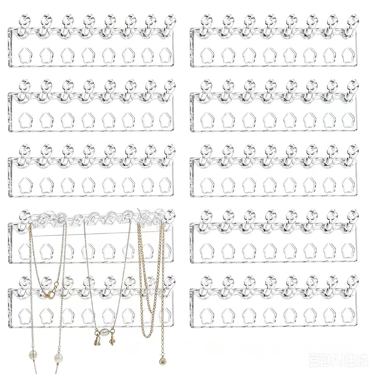 HongNuoEn 12pcs Acrylic Necklace Holder, Self Adhesive Jewellery Hooks