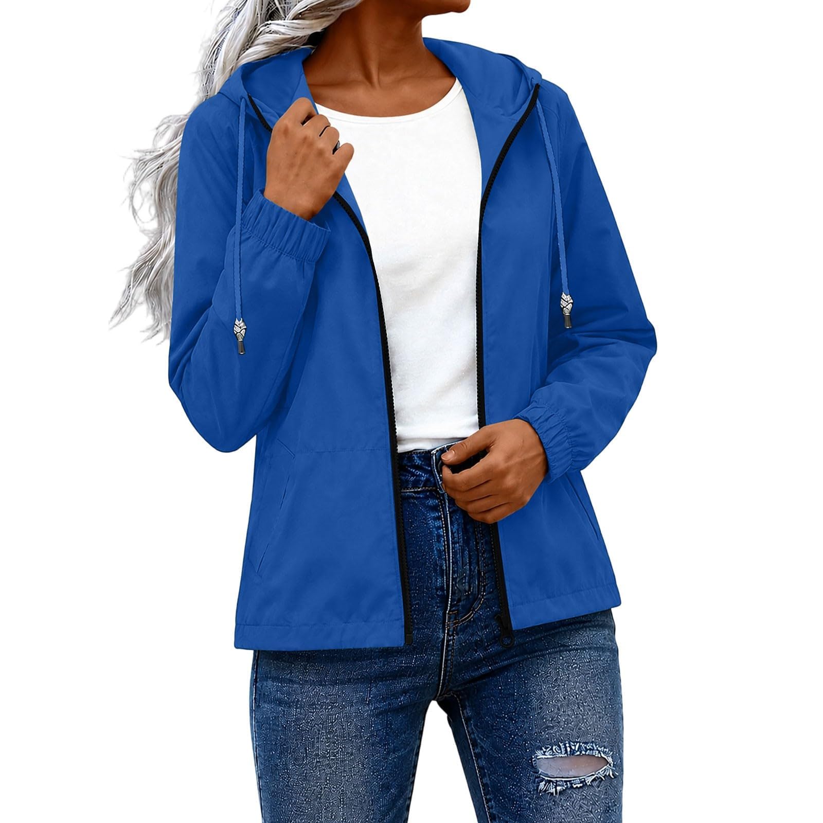 Regenjacke Damen Wasserdicht Wanderjacke Langarm Outdoorjacke Leicht