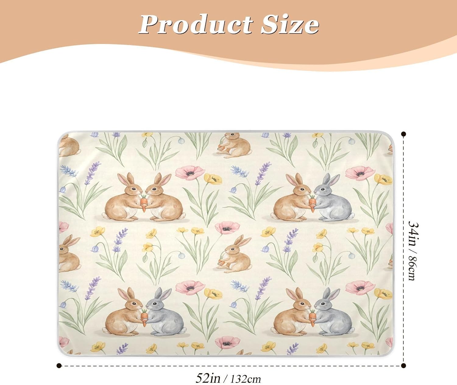CEBUGI 34” x 52”Washable Underpads Heavy Absorbency Waterproof Incontinence Bed Pads Rabbit Flowers Pee Pads for Adults Kids and Baby