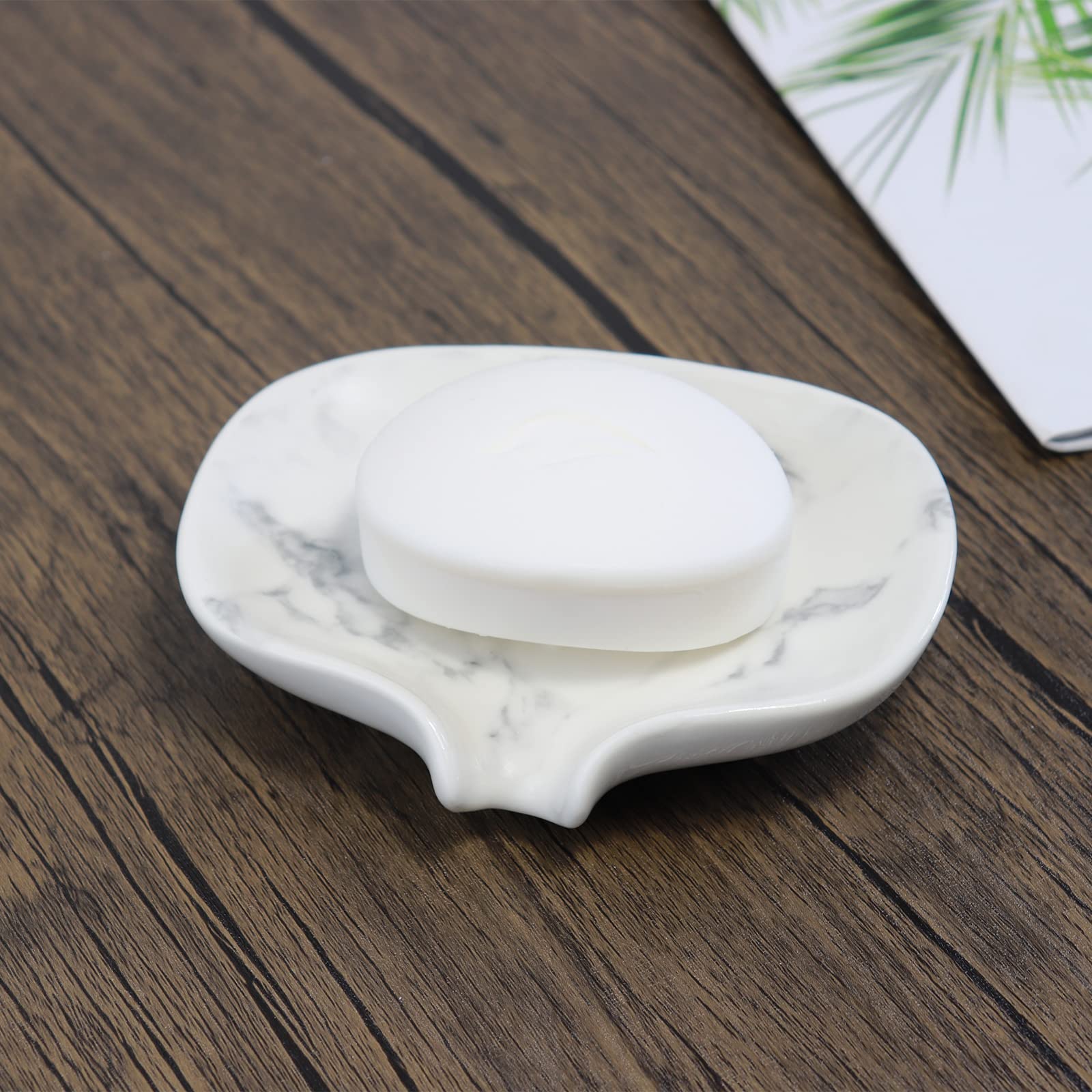 Portasapone in ceramica con struttura in marmo, portasapone, portasapone autosenoso, a cascata, porta spugne, accessori da bagno per bagno, cucina, bancone da bar.