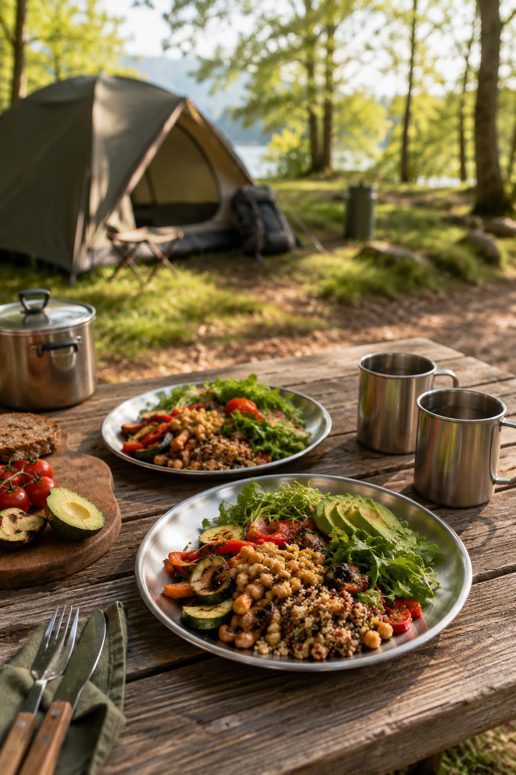 Outdoor Saxx Edelstahl Camping Teller 20 cm Bruchfest Leicht Geschirr 2 Stück Silber Sport & Freizeit
