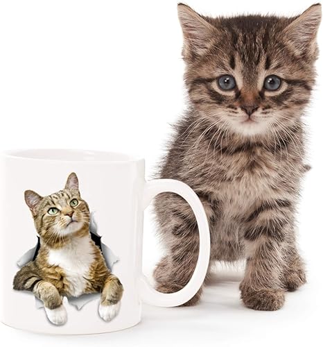 Miniatura 10 de Bonita taza de café de gato gris  Taza de café divertida de cerámica  Regalo perfecto para amantes de los gatos  Bonita taza de café novedosa  Gran