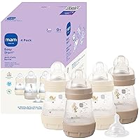 Vista 14 de MAM Biberón ventilado de cuello ancho anticólicos de fácil arranque de 5 onzas, pezón de flujo lento, reduce los gases cólicos y el reflujo, fácil