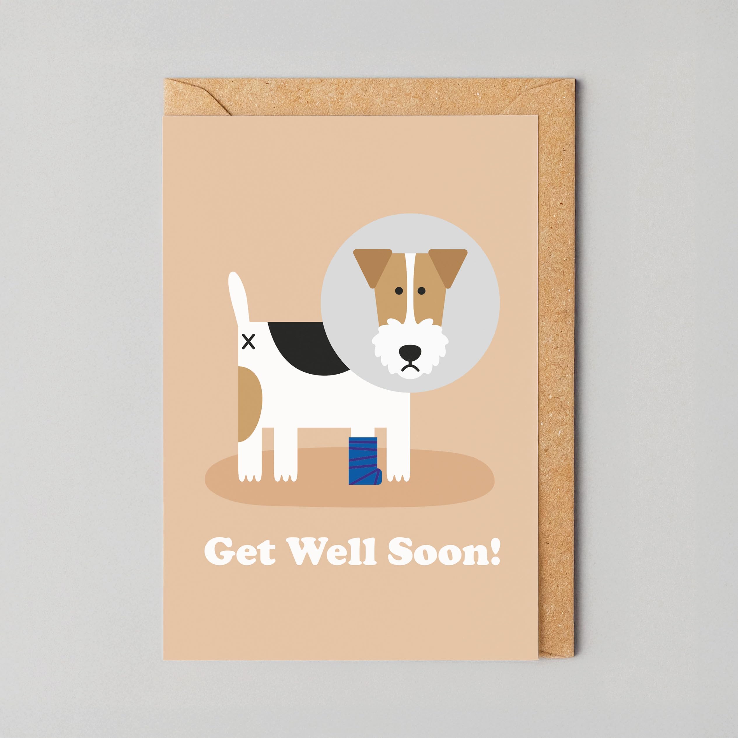 STUDIO BOKETTO Get Well Soon Card Get Well Soon Gifts Dog Get Well Soon Card Poorly Sick Ill for Her for Friend for Him for Dog Lover, white