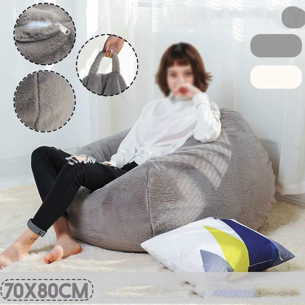 Lazy Sofa Cover Without Stuffing Winter Warm Recliner Seat Bean Bag Cushion Stool Living Room(D)