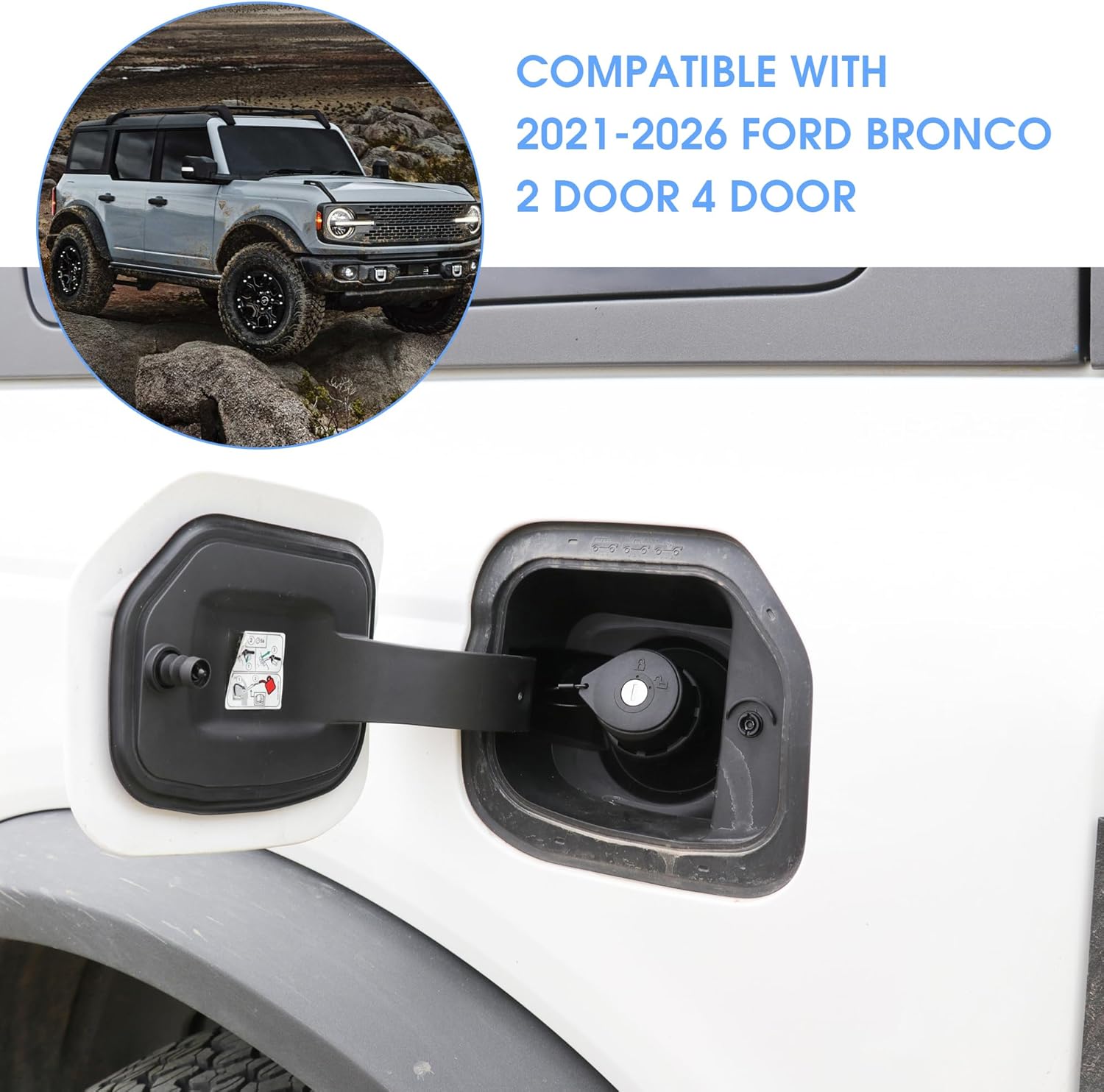 sukemichi Locking Gas Cap with Key for Bronco, Anti-Theft Locking Fuel Cap Gas Tank Lock for 2021 2022 2023 2024 2025 2026 Ford Bronco Accessories (Not For Raptor,Maverick) Fit 2.31" Threaded Hole