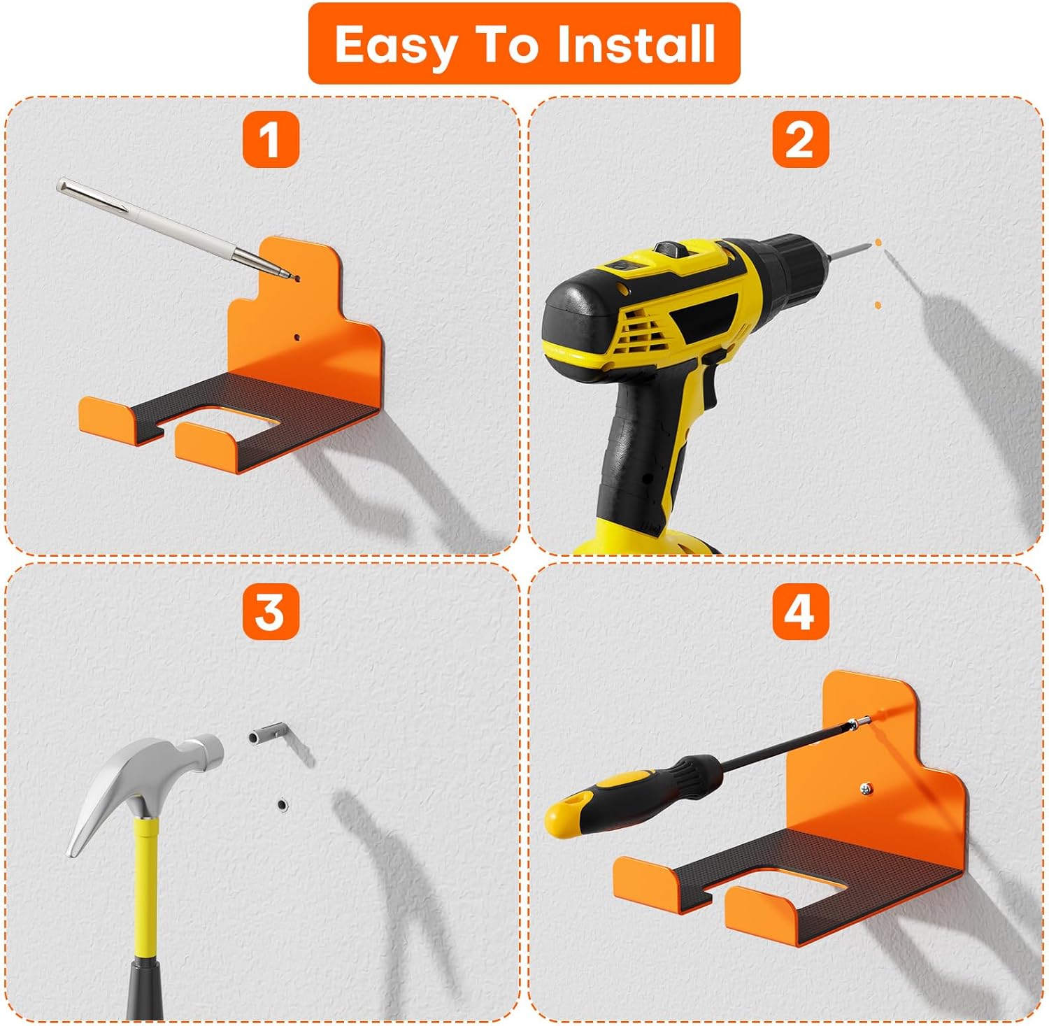 Weed Eater Hanger, Garage Wall Organizer, Heavy Duty Garden Tool Organizer Wall Mounted for Grass Trimmer, Hedge Trimmer - 2Pack