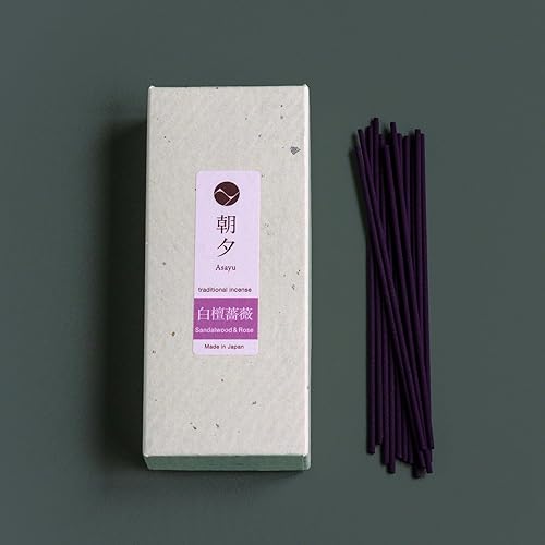Miniatura 7 de Asayu Japan Varillas de incienso de humo tradicional, mezcla de sándalo y rosa (1.41 oz) para meditación nocturna, relajación o yoga, fabricado en