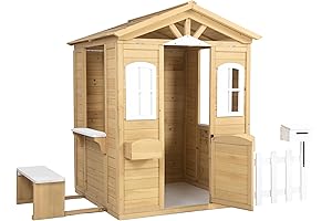 Country Style Kids Outdoor Wooden Playhouse with Mailbox