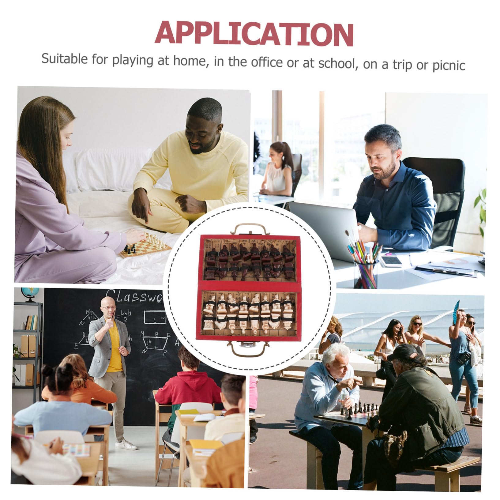FRCOLOR Scacchi dal Design Retrò in Legno e Lega Scacchiera Pieghevole, Stabile e Portatile, Gioco Creativo per Tutta la Famiglia
