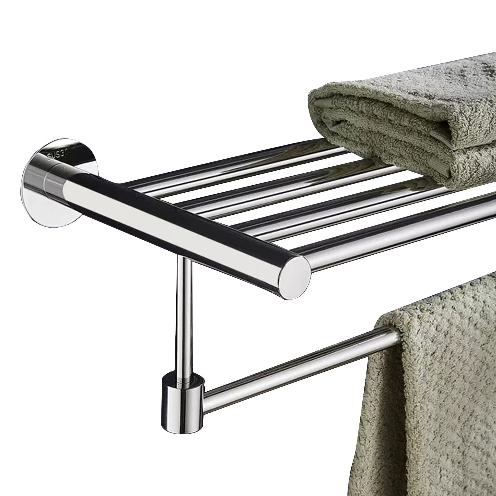 LMYSXAOZ Round Base Towel Shelf,Wall Mounted Stainless Steel Rack with Storage Shelves,40cm-120cm Holder for Bathroom Hardware and Kitchen (Size : 100cm)