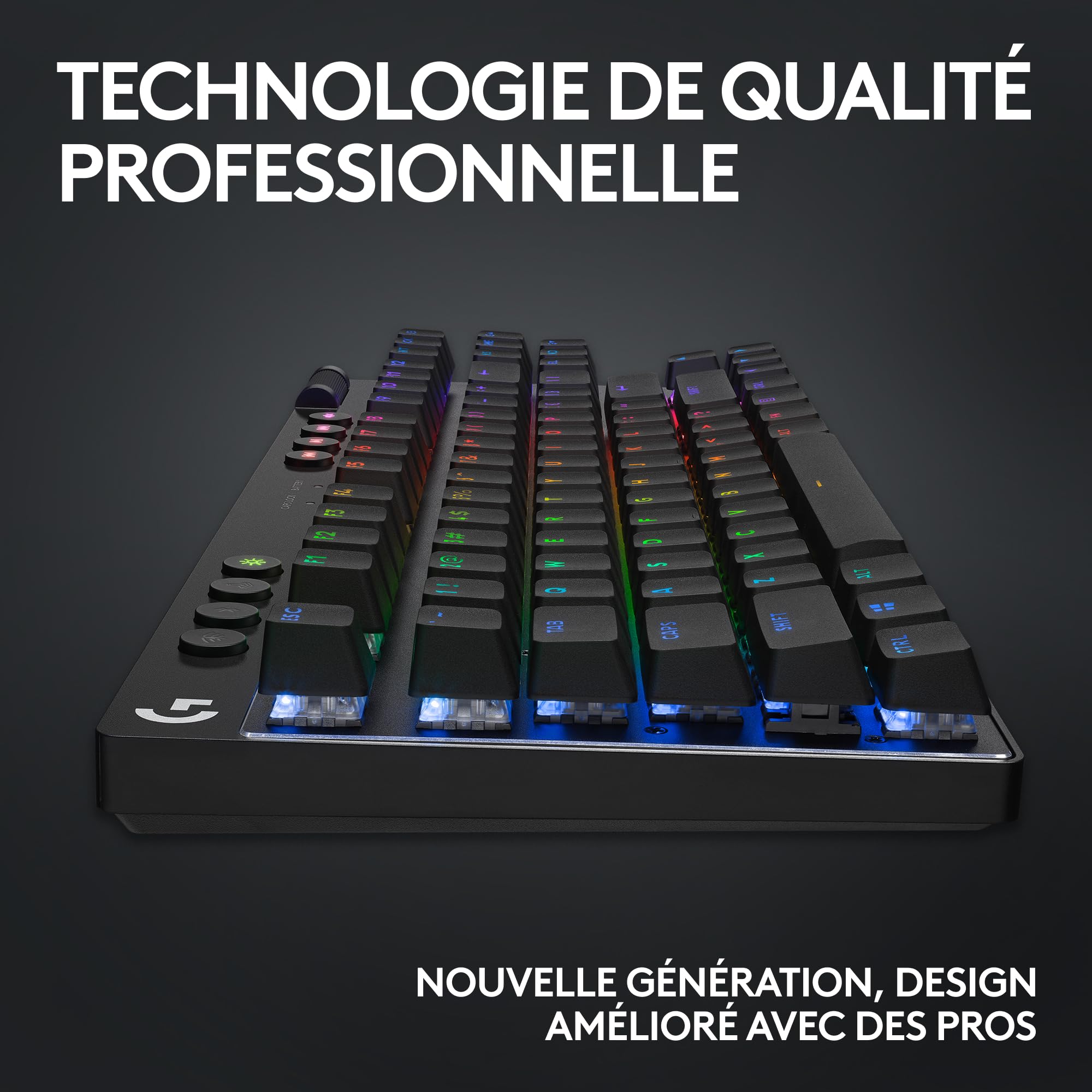 Logitech G PRO X TKL LIGHTSPEED clavier de jeu sans fil, ultra-portable, sans pavé numérique, LIGHTSYNC RVB, touches en PBT, switchs Tactile (GX Brown), AZERTY Français, PC - Noir