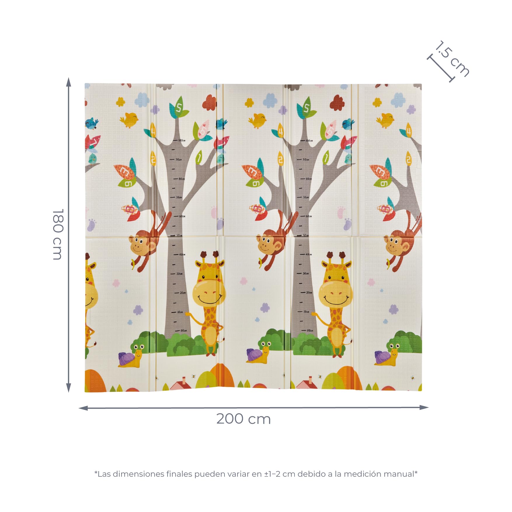 MS Fancy - Alfombra de Juegos para Bebé 180x200 cm - Doble Cara, Tapete Muy acolchado (1.5 cm Grosos), Plegable y con Bolsa de transporte — view 2
