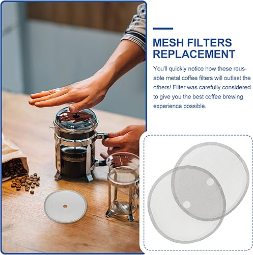 Miniatura 4 de Filtro de filtro de café - Filtros de repuesto de acero inoxidable, mallas de filtro de café para partículas de té y granos de café (2 unidades)