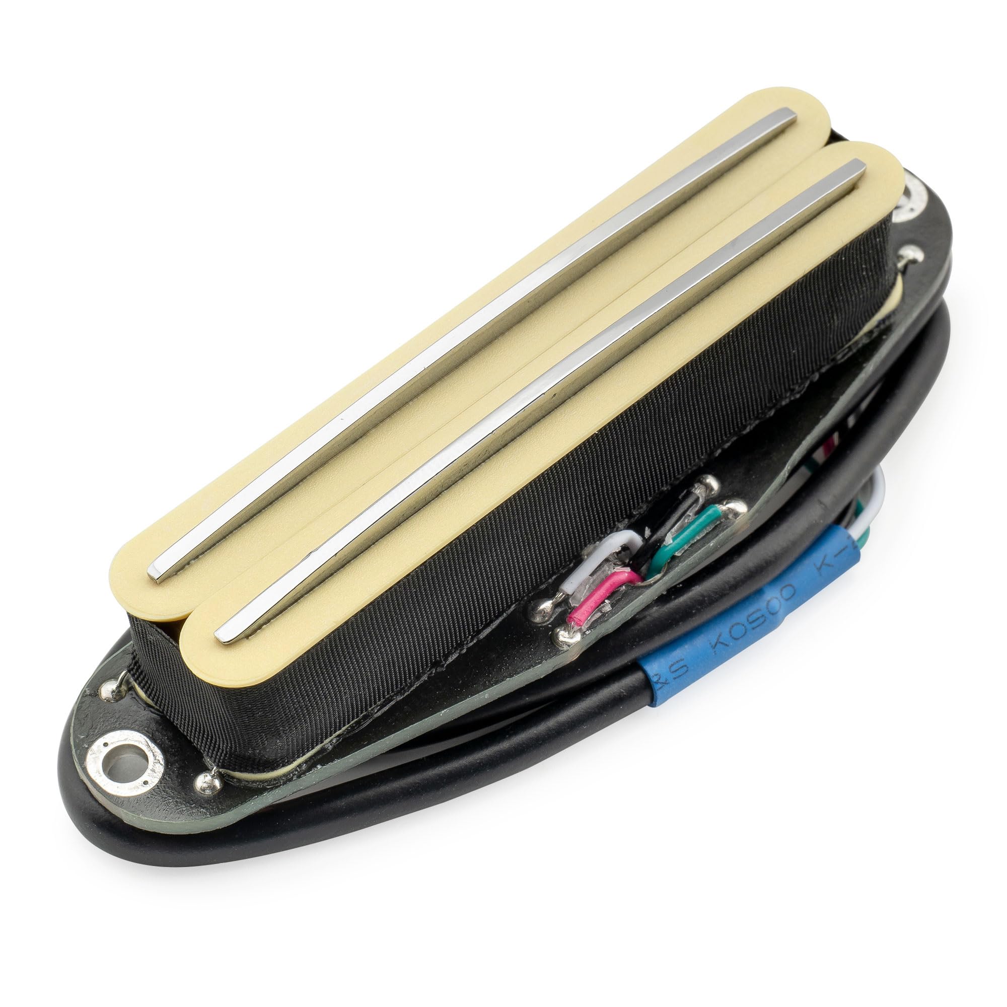 Musiclily Pro ST-DPMC Ceramic Dual Single Coil Sized Humbucker Pickup 9.2K for Strat Style Electric Guitar Cream Body Chrome Rail