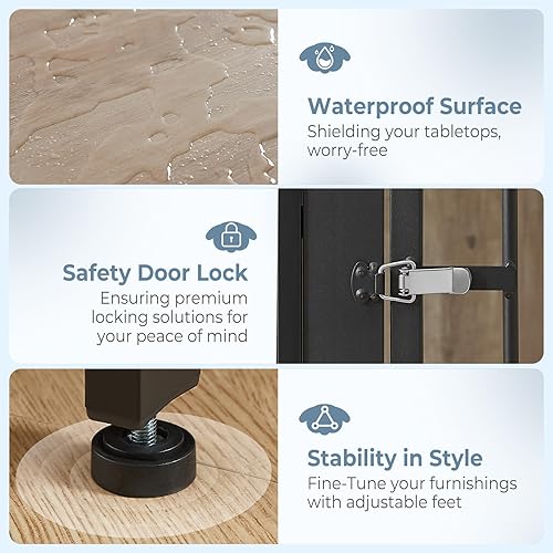 Miniatura 5 de Mueble de jaula para perros de 43 pulgadas con 3 puertas, mesa auxiliar de madera XL, jaula resistente para perros medianos a grandes, múltiples