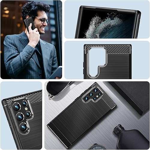 Miniatura 7 de Funda compatible con Samsung Galaxy S22 Ultra 5G, funda delgada para teléfono con absorción de golpes, funda protectora de goma TPU de fibra de