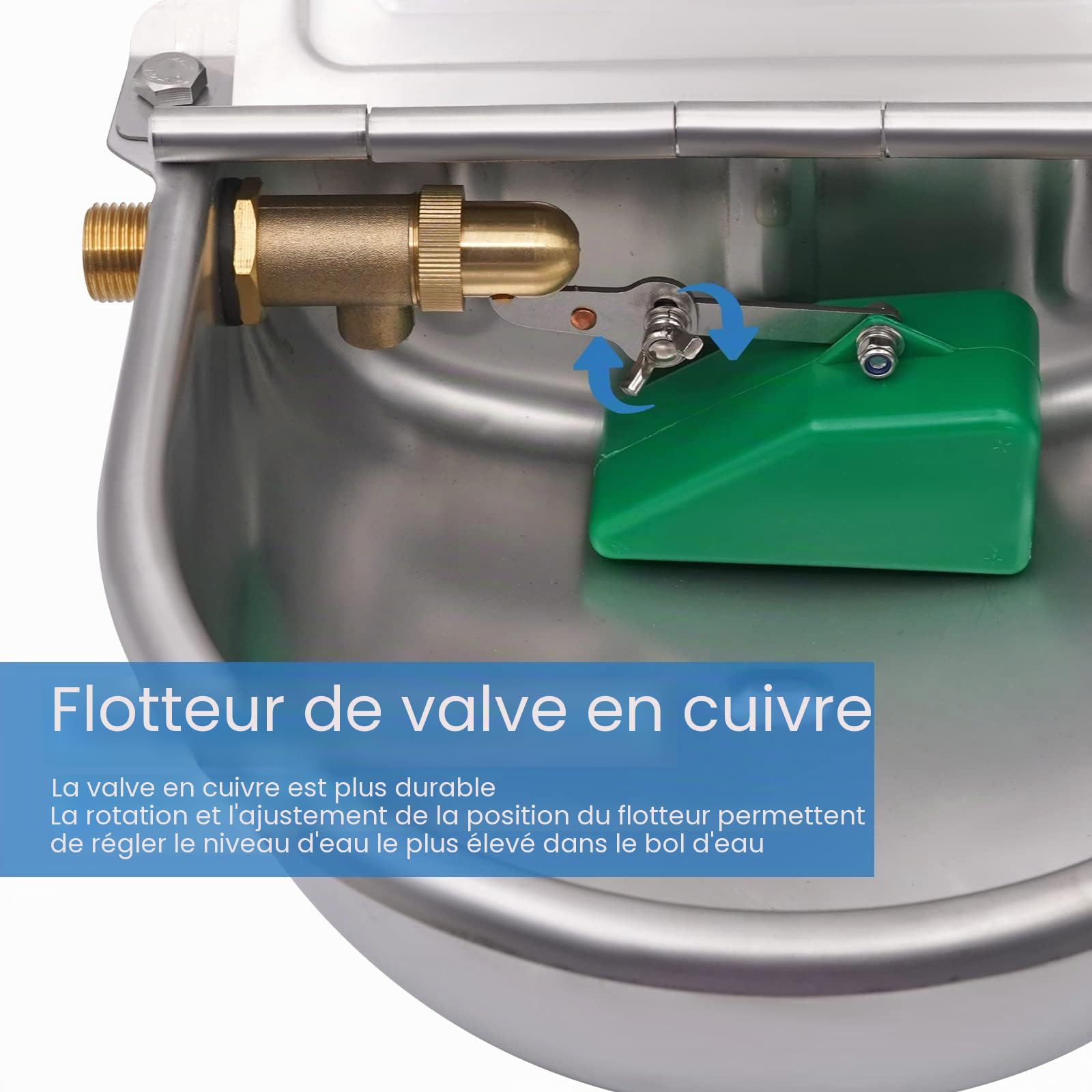 5 en 1 Abreuvoir Automatique en Acier Inoxydable Abreuvoir à Bovins avec 2 PièCes Valve en Cuivre Réglables de 1/2" Abreuvoir Chevaux pour Bovins Cheval Chien Mouton