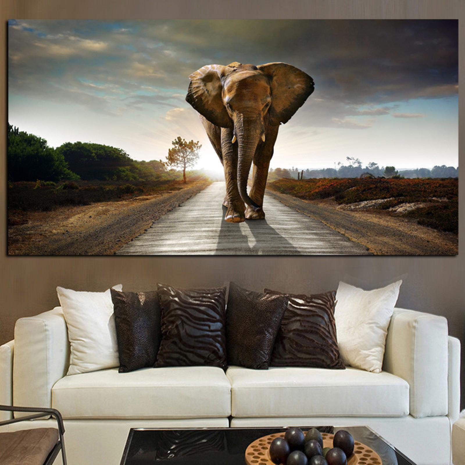 Amazon.co.jp: アフリカゾウ動物ウォールアート風景画キャンバスポップ
