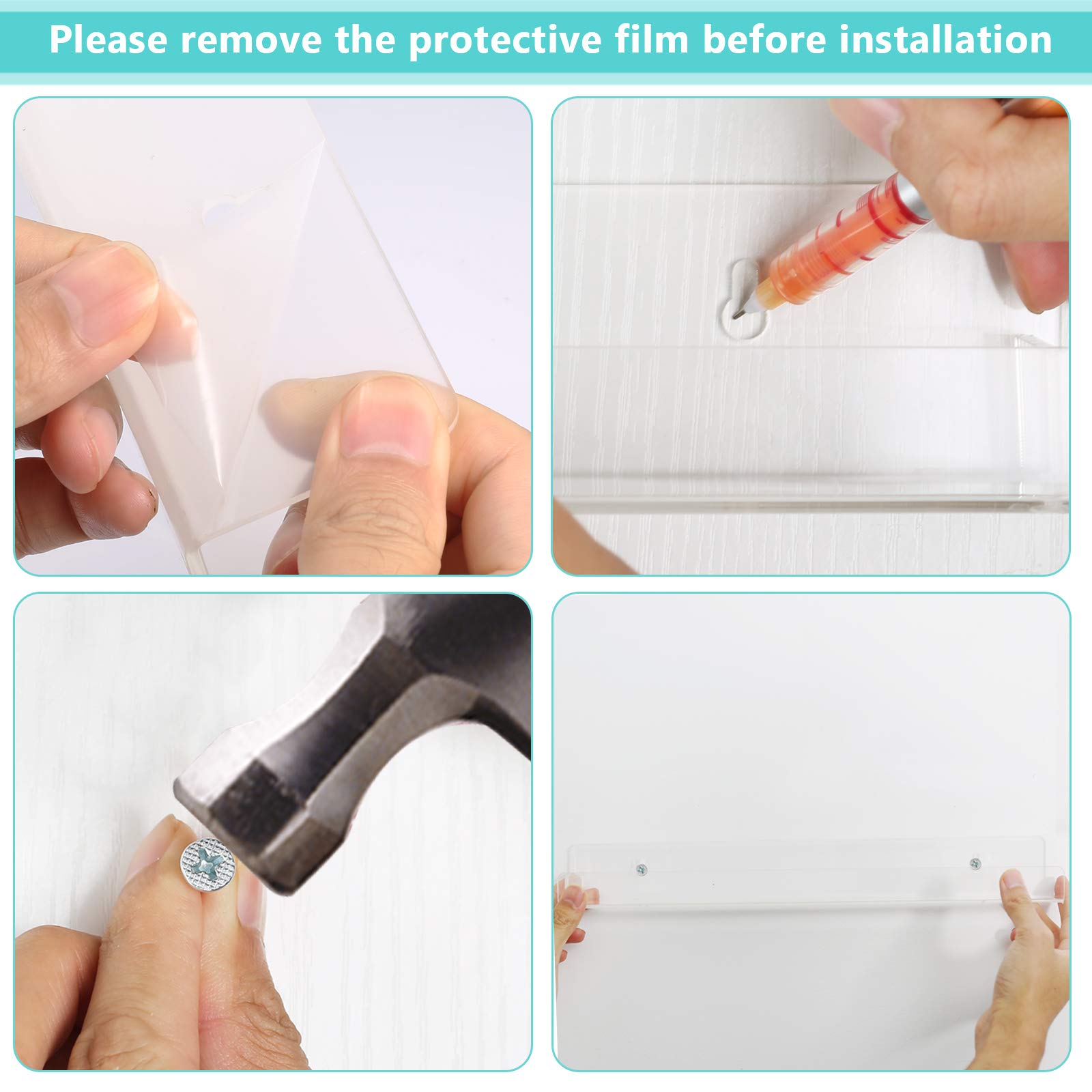 Estantes acrílicos para esmalte de uñas, soporte para montaje en pared, organizador de pintura, estante de almacenamiento transparente, paquete de 6 estantes colgantes para esmalte de uñas 8