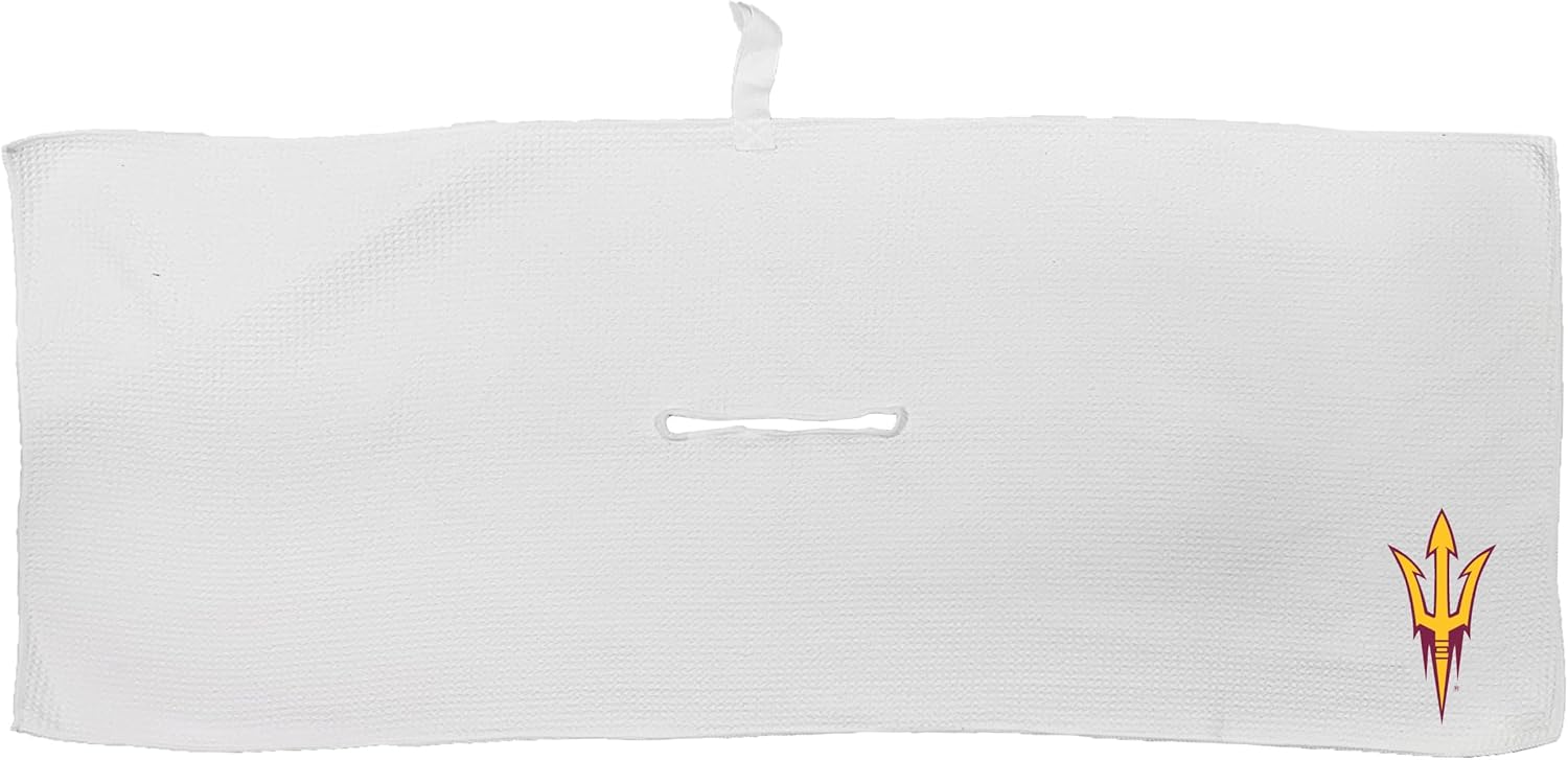 Team Golf NCAA NCAA Microfiber Towel - 16" X 40" (White) with Carabiner Clip, Premium Microfiber with Deep Waffle Pockets- Superior Water Absorption and Quick Dry Golf Cleaning Towel