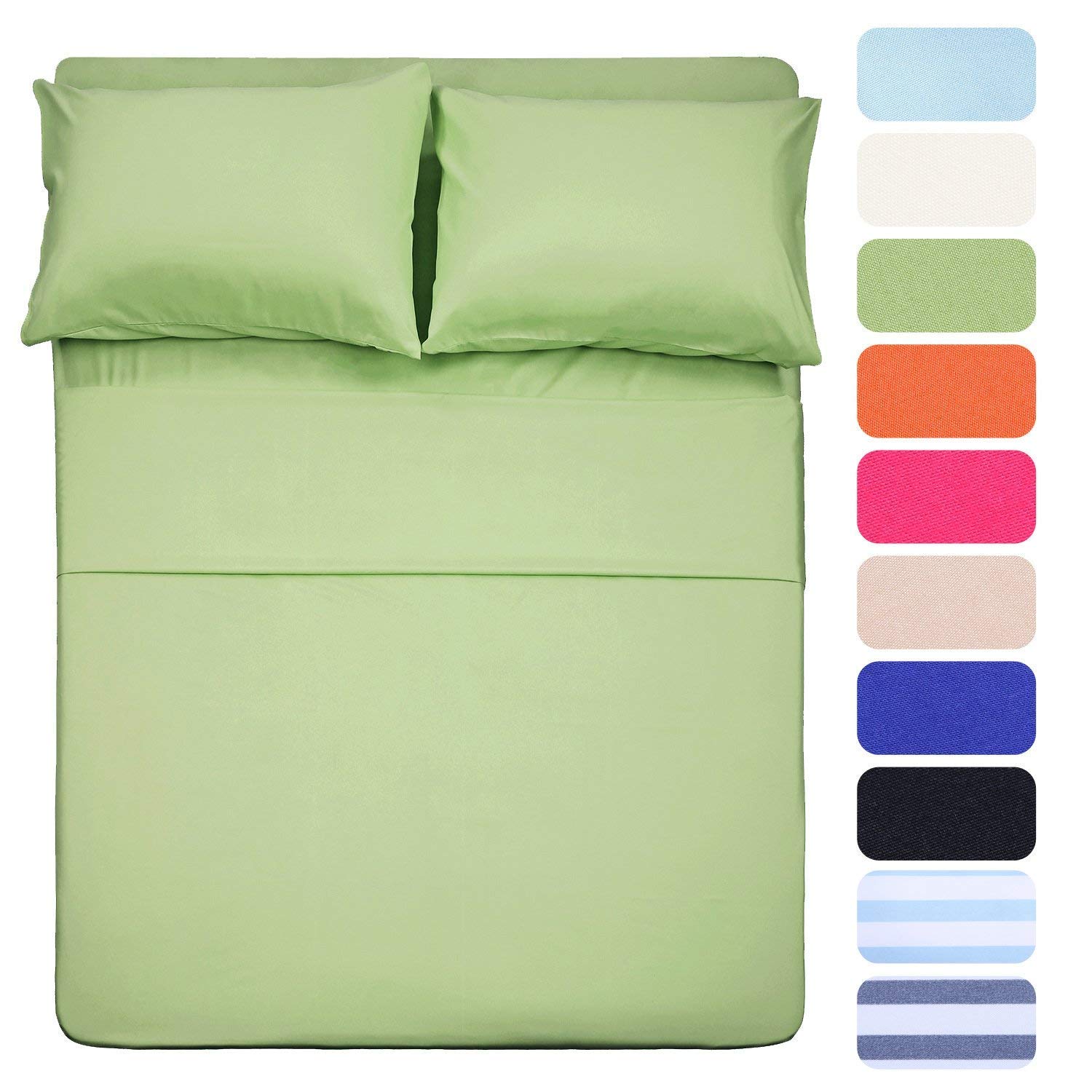 Bedding Set Wrinkle Free Hypoallergenic Bed Sheet Set Hotel Quality Extra Soft Bedding Set 15 Deep Pockets, Pillow Case and Sheet Set - 4 Piece(Emperor, Sage)