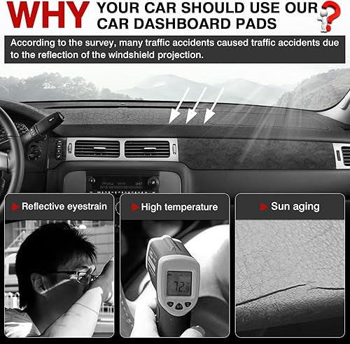 Vista 2 de Autorder Cubierta de Alfombrilla del Tablero para Chevy Silverado Sierra 2007-2013, Chevy Tahoe Suburban Denali Avalanche y GMC Yukon/XL 2007-2014