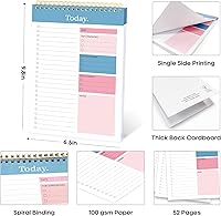Vista 6 de Bloc de lista de tareas - Cuaderno de lista de tareas para el trabajo con 52 hojas, planificador diario sin fecha, perfecto para tareas diarias