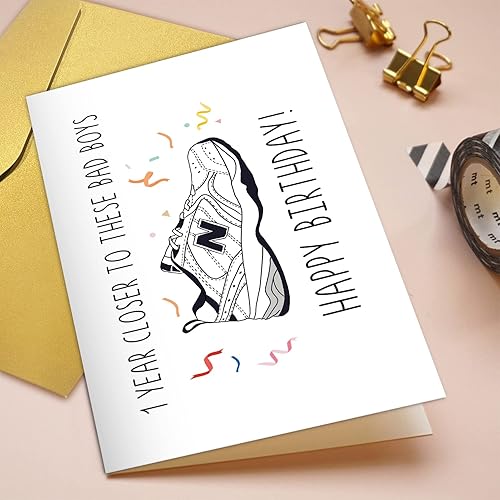 Miniatura 4 de Qiliji Tarjeta de cumpleaños de zapatos divertidos para papá, tarjeta de feliz cumpleaños para él, tarjeta de cumpleaños de New Balance Shoes,