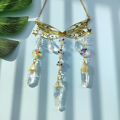 Miniatura 4 de Atrapasoles de cristal de mariposa, alas de ángel, bola de cristal, campanilla de viento, adorno colgante de mariposa, cristales para decoración de