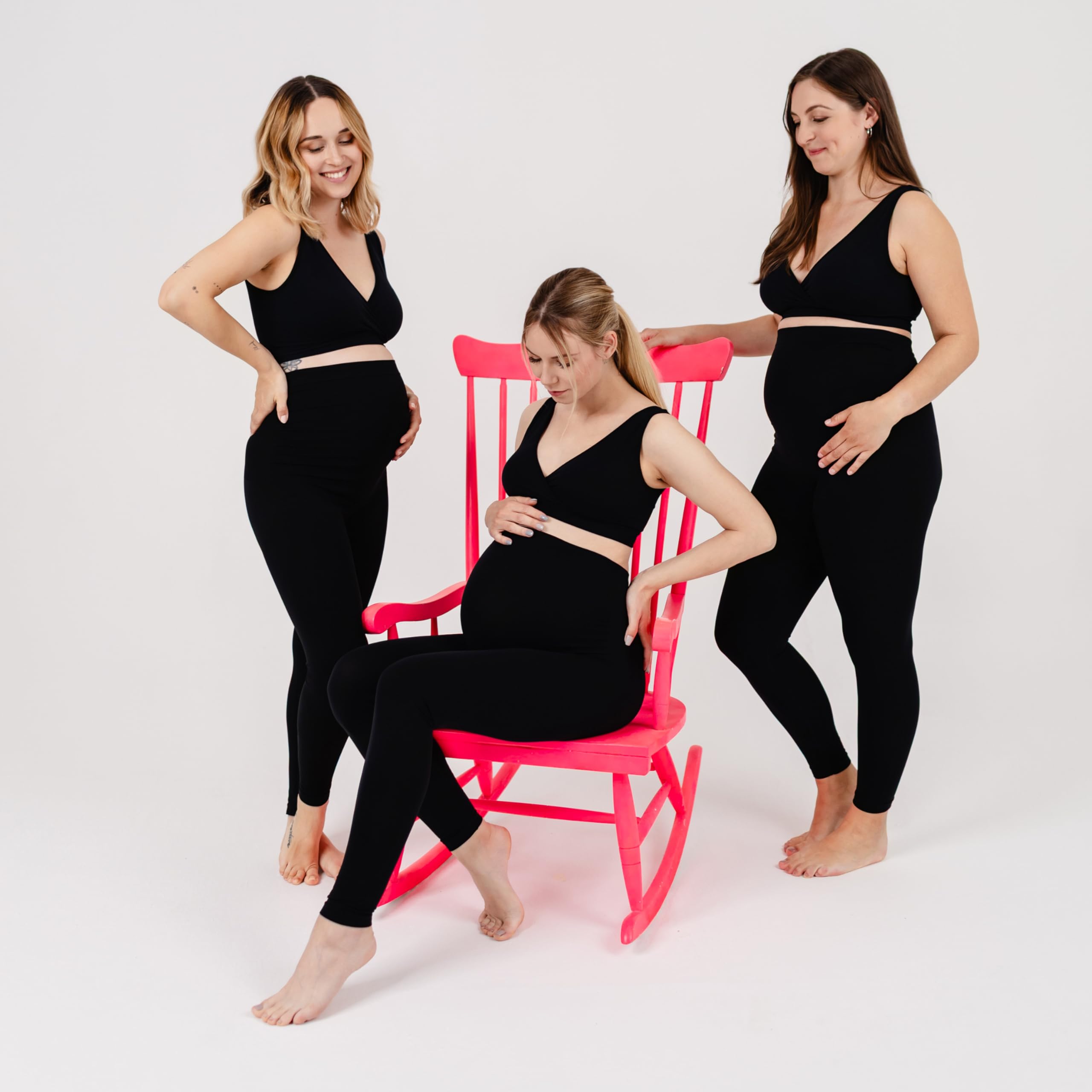 Kaiserschlüpfer Bauchgefühl Leggings - High Waist Umstandsleggings - Atmungsaktive Schwangerschaftsleggings - Umstandshose