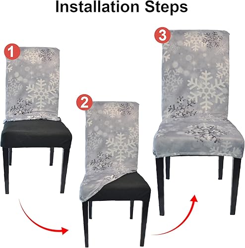 Miniatura 4 de Beifivcl Juego de 4 fundas para sillas de comedor de Navidad, fundas protectoras para sillas de comedor, extraíbles y lavables, decoración de cocina