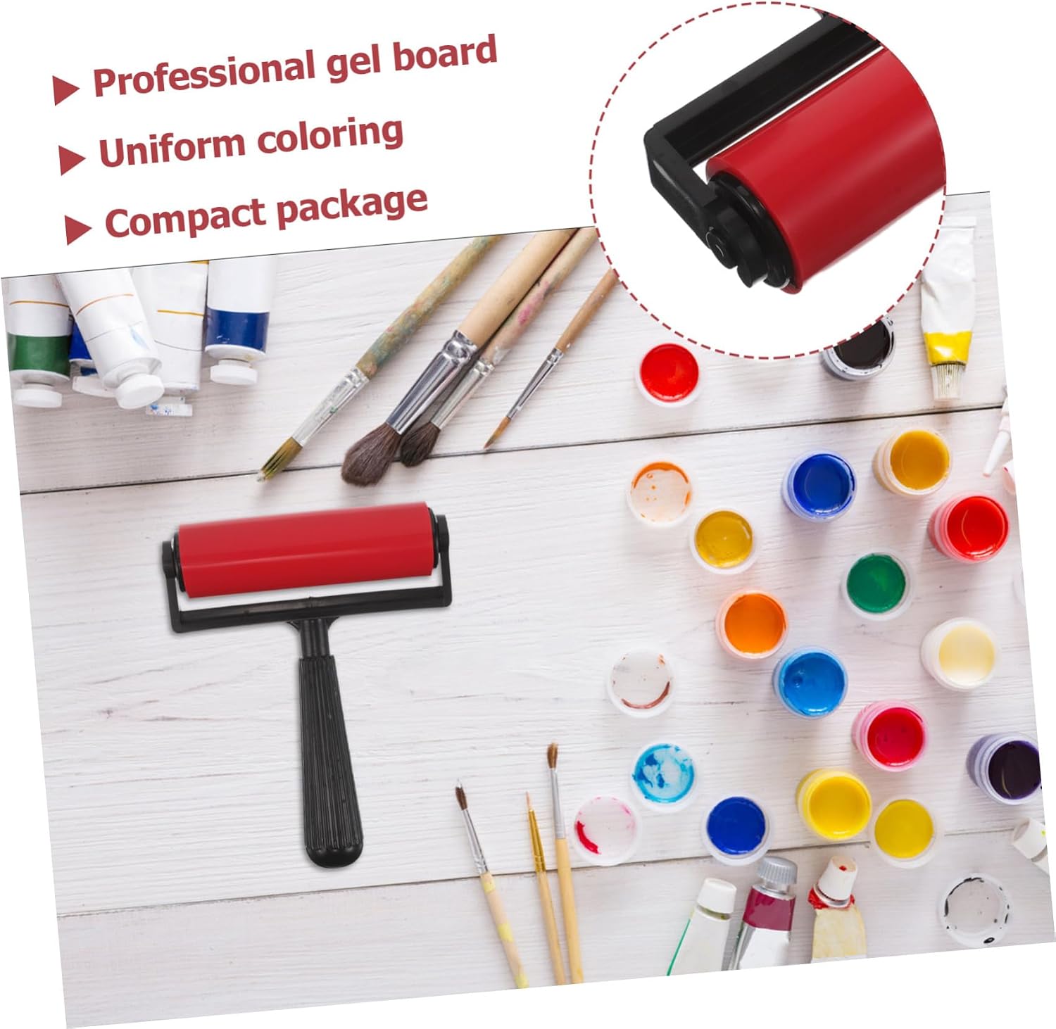 Reusable Gel Printing Plate and Roller Set with Brush