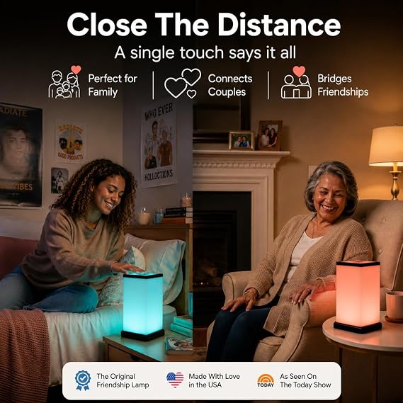 Friendship Lamp by Filimin Modern - Best Friend Lamps Wi-Fi Touch Lamp LED Light for Long-Distance, Connection, Relationship, Friendship, Gifts, Love, 200+ Colors, App Setup - Set of 2