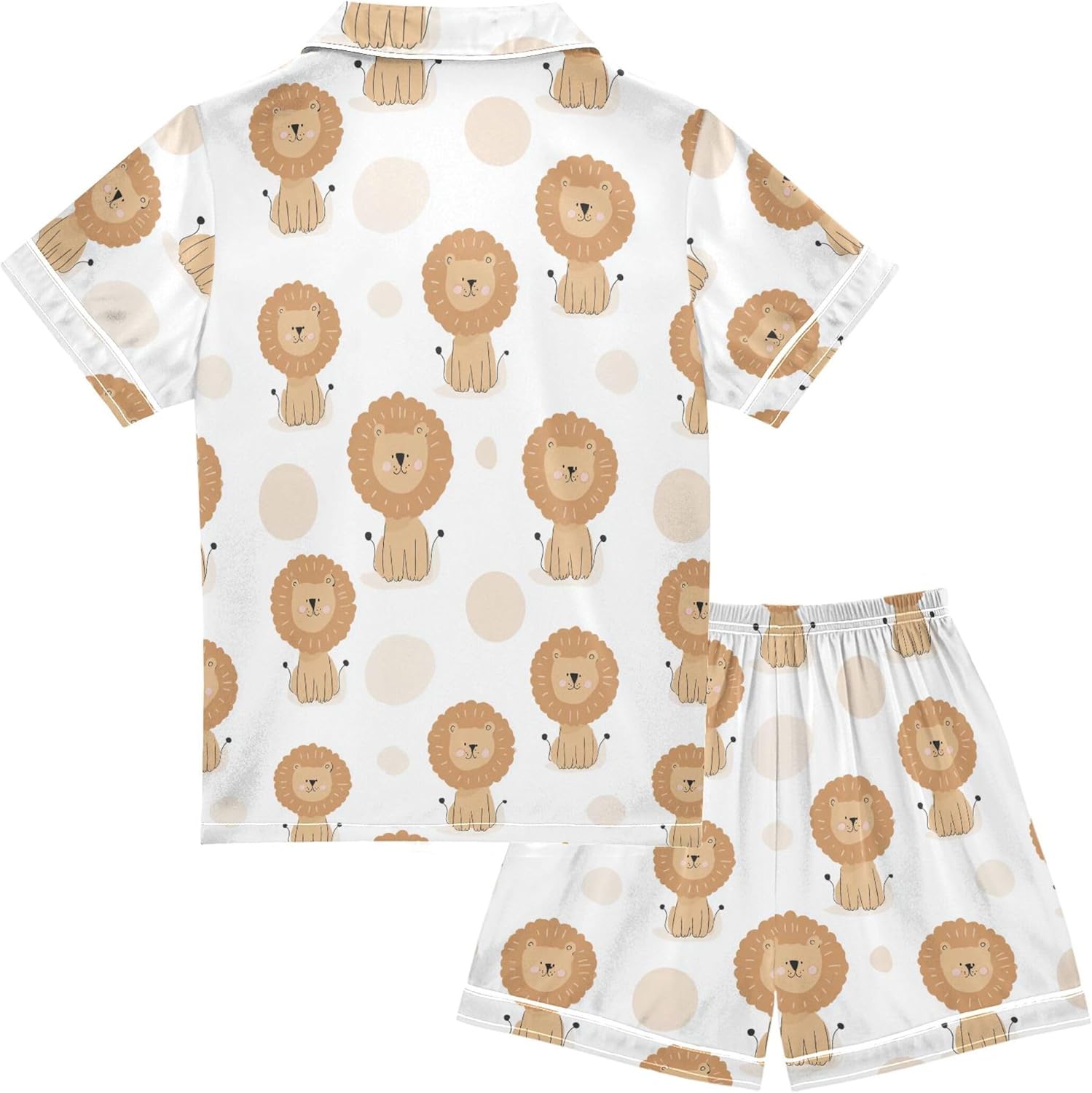 Silk Pajama Sets Short Sleeve Pajamas Soft Sleepwear 2 Piece Pjs Set