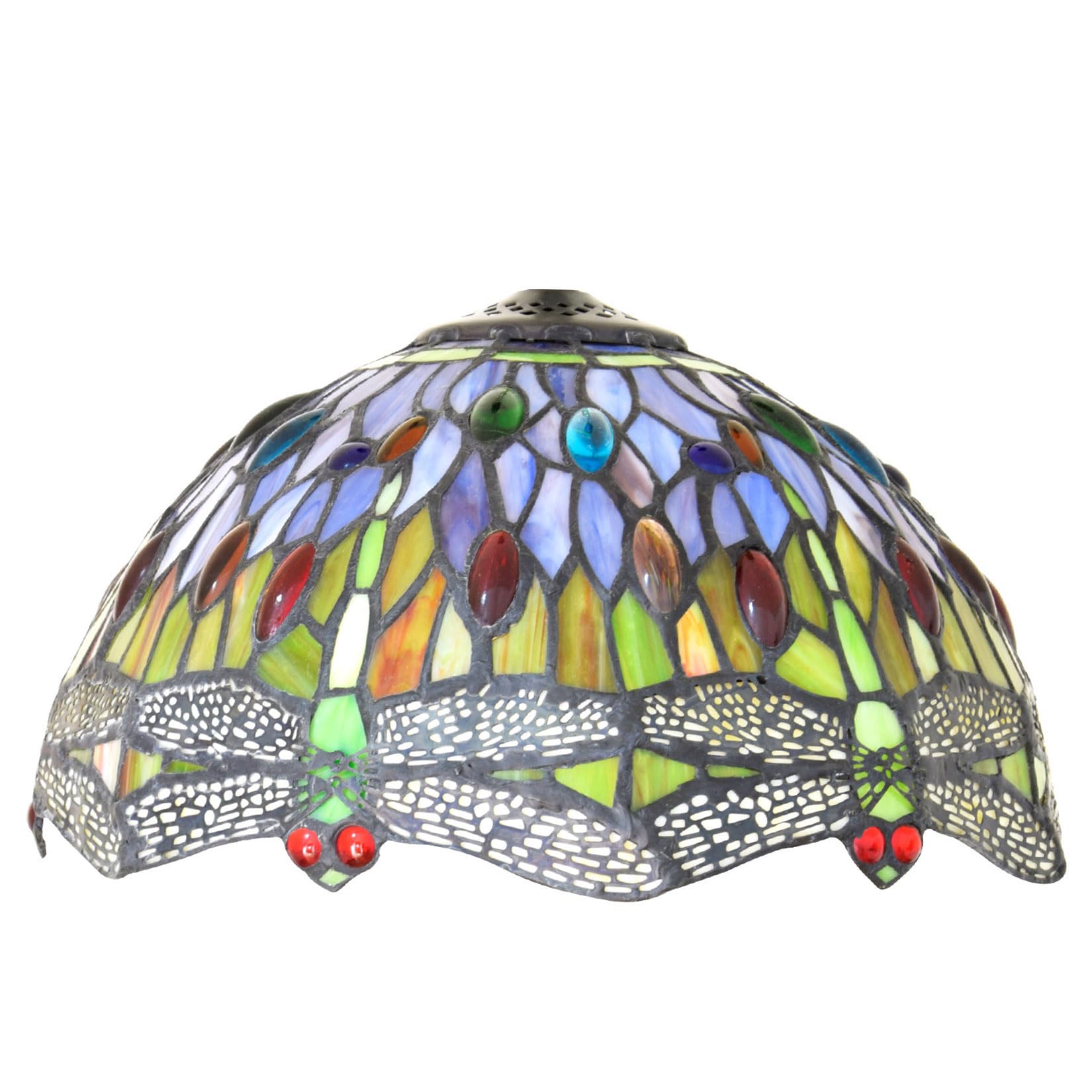 Wdcdyqdh Red/Green/Blue Tiffany Lamp Shade 12" Wide Accessories Replacement Only Dragonfly Style Stained Glass Lampshade Yellow Orange Light Cover For Table Pendant Ceiling Fixture X8