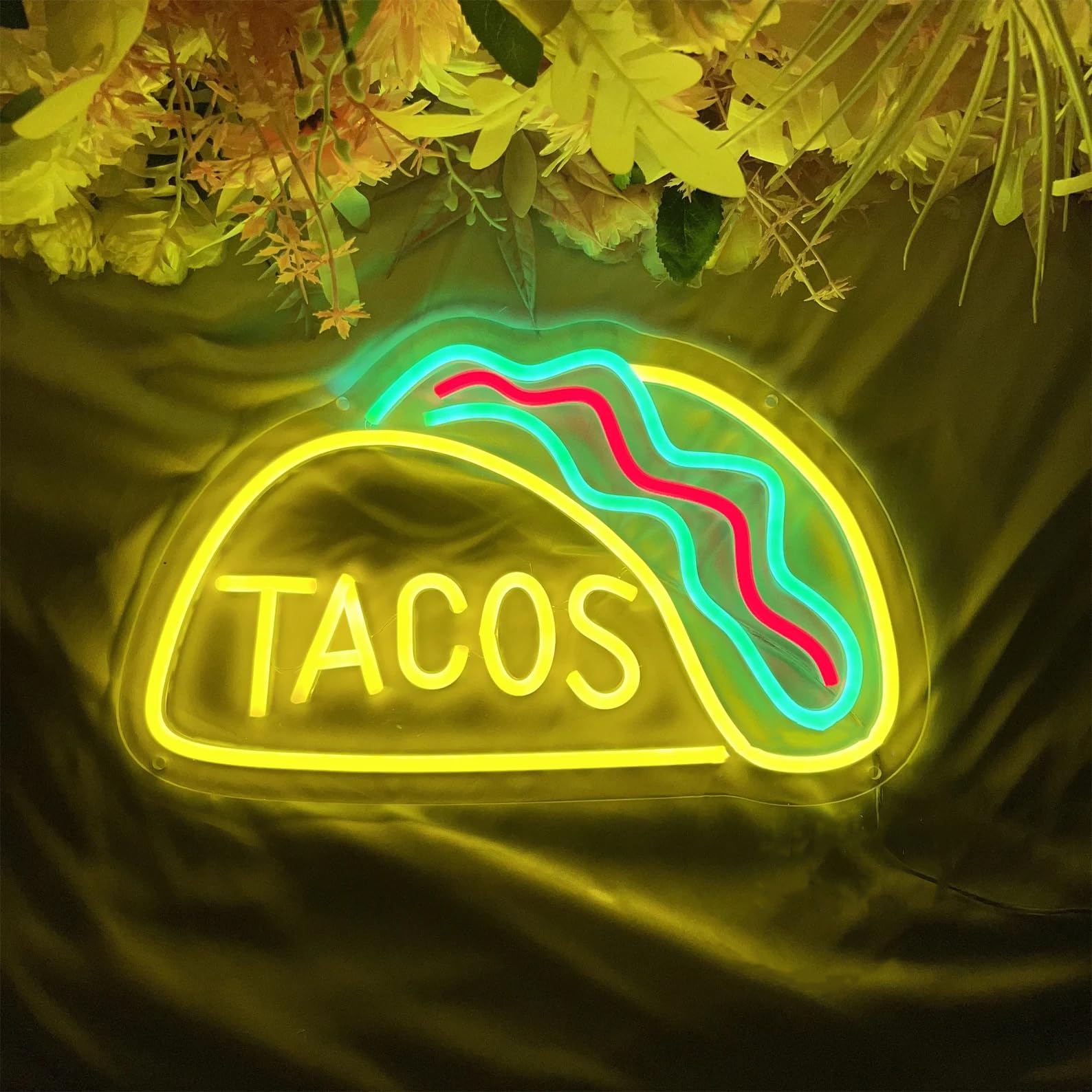 Letrero de Tacos de Neón LED Luces de Neón de Tacos para Decoración de Pared de Restaurante de Comida Mexicana Decoración de Tacos de Neón Iluminado Alimentado por USB Letreros de Neón para Bar de
