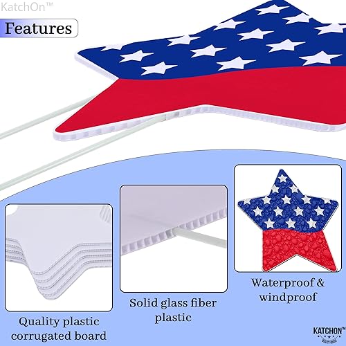 Miniatura 3 de KatchOn, Letreros de patio del 4 de julio con estacas  6 piezas  Decoraciones del 4 de julio al aire libre  Decoraciones patrióticas para patio del
