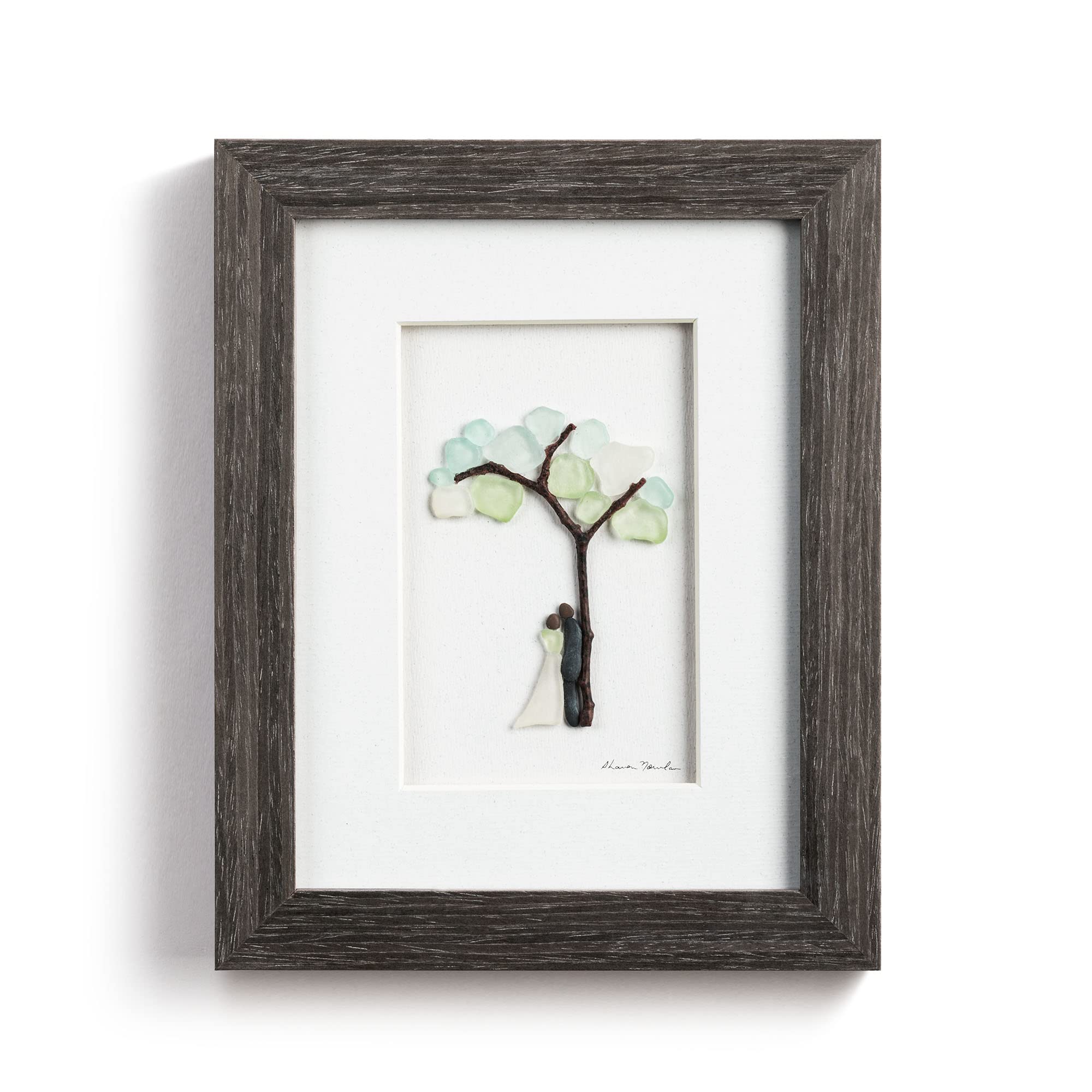 DEMDACO Sharon Nowlan Your Arms Green and White 6 x 6 Inch Stone and Glass Framed Tabletop or Wall Art