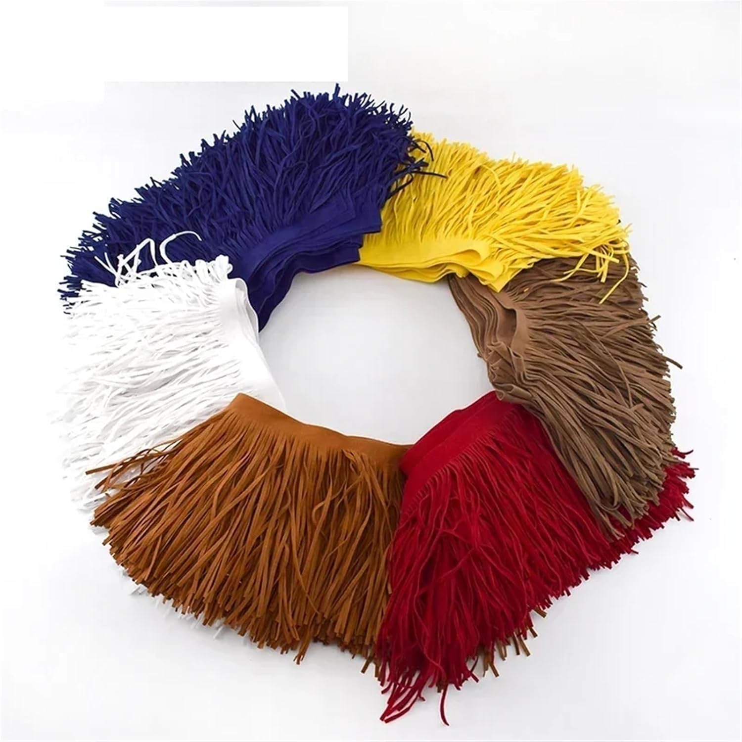 5 mètres de Garniture de Pompon en Cuir et Daim, adaptés aux Sacs et aux vêtements(TF005-RoseRed63,15cm)