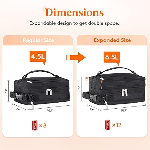 Miniatura 4 de Lifewit Lonchera expandible para hombres, bolsa de almuerzo aislada, bolsa enfriadora portátil con correas para el hombro y 2 paquetes de hielo para