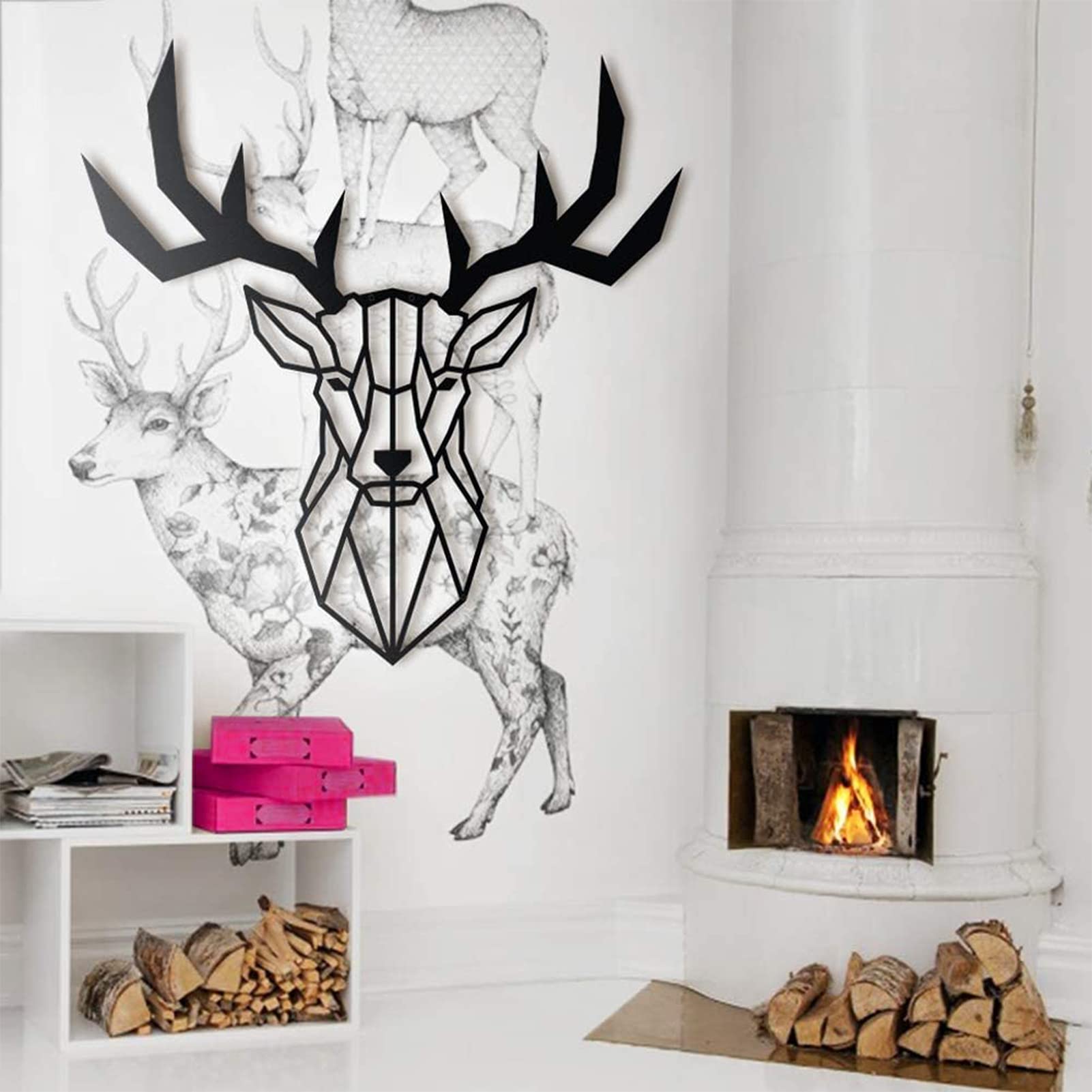 Exquisita escultura de pared, decoración de arte, decoración de pared de ciervo de metal, esculturas de decoración de pared, gran pieza de decoración del hogar, para sala de estar, decoración de baño,