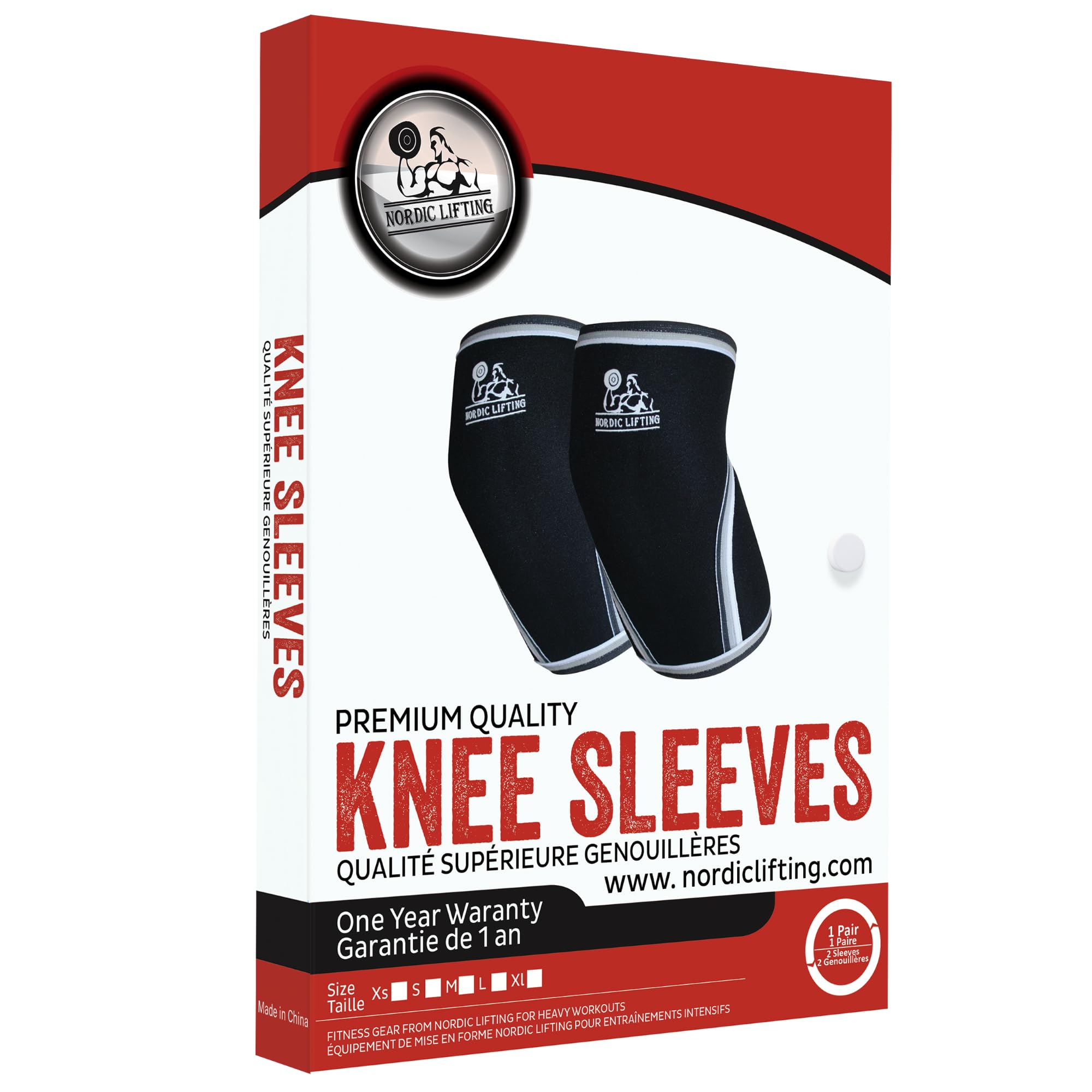 Genouillères Nordic Lifting (1 paire) Support et Compression pour l'Haltérophilie, le Powerlifting et le Cross Training - Manchon en Néoprène de 7 mm pour Les Meilleures Squats - Pour Femmes et Hommes